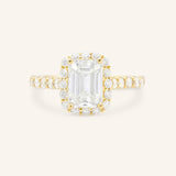 Ayame Emerald Cut Diamond Halo Engagement Ring