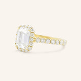 Ayame Emerald Cut Diamond Halo Engagement Ring