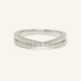 Criss Cross Diamond Intersecting Ring