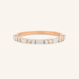 Tea Dress Round Baguette Diamond Wedding Ring