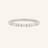 Tea Dress Round Baguette Diamond Wedding Ring
