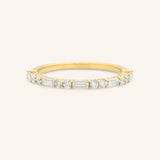 Tea Dress Round Baguette Diamond Wedding Ring