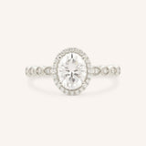 Claire Oval Diamond Halo Vintage-Style Engagement Ring