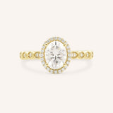Claire Oval Diamond Halo Vintage-Style Engagement Ring