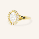 Emiko Oval Diamond Halo Split Shank Engagement Ring