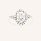 Emiko Oval Diamond Halo Split Shank Engagement Ring