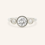 Tamara Round Three Stone Diamond Bezel Engagement Ring