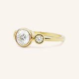 Tamara Round Three Stone Diamond Bezel Engagement Ring