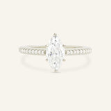 Marquise Diamond Solitaire Engagement Ring with Diamond Accents