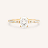 Oval Diamond Solitaire Engagement Ring with Diamond Accents