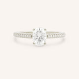 Oval Diamond Solitaire Engagement Ring with Diamond Accents