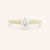 Oval Diamond Solitaire Engagement Ring with Diamond Accents