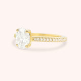 Oval Diamond Solitaire Engagement Ring with Diamond Accents