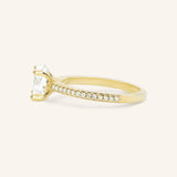 Oval Diamond Solitaire Engagement Ring with Diamond Accents