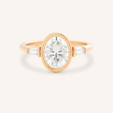 Grannis Three Stone Oval and Baguette Diamond Engagement Ring