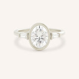 Grannis Three Stone Oval and Baguette Diamond Engagement Ring