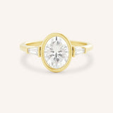 Grannis Three Stone Oval and Baguette Diamond Engagement Ring