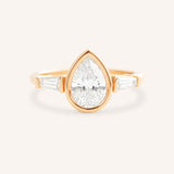Grannis Three Stone Pear and Baguette Diamond Engagement Ring