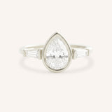 Grannis Three Stone Pear and Baguette Diamond Engagement Ring