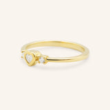 Three Stone Diamond Heart Stackable Ring