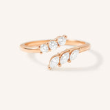 Round and Marquise Open Diamond Bypass Ring