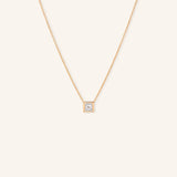 Princess Cut Diamond Bezel Necklace