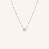 Princess Cut Diamond Bezel Necklace