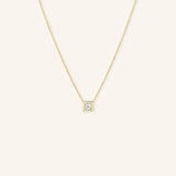 Princess Cut Diamond Bezel Necklace