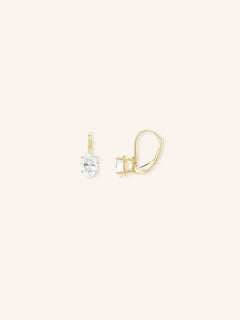 Oval Diamond 4-Prong Lever Back Earrings