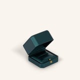 Leatherette Button Single Ring Box - Green