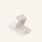Leatherette Button Single Ring Box - White