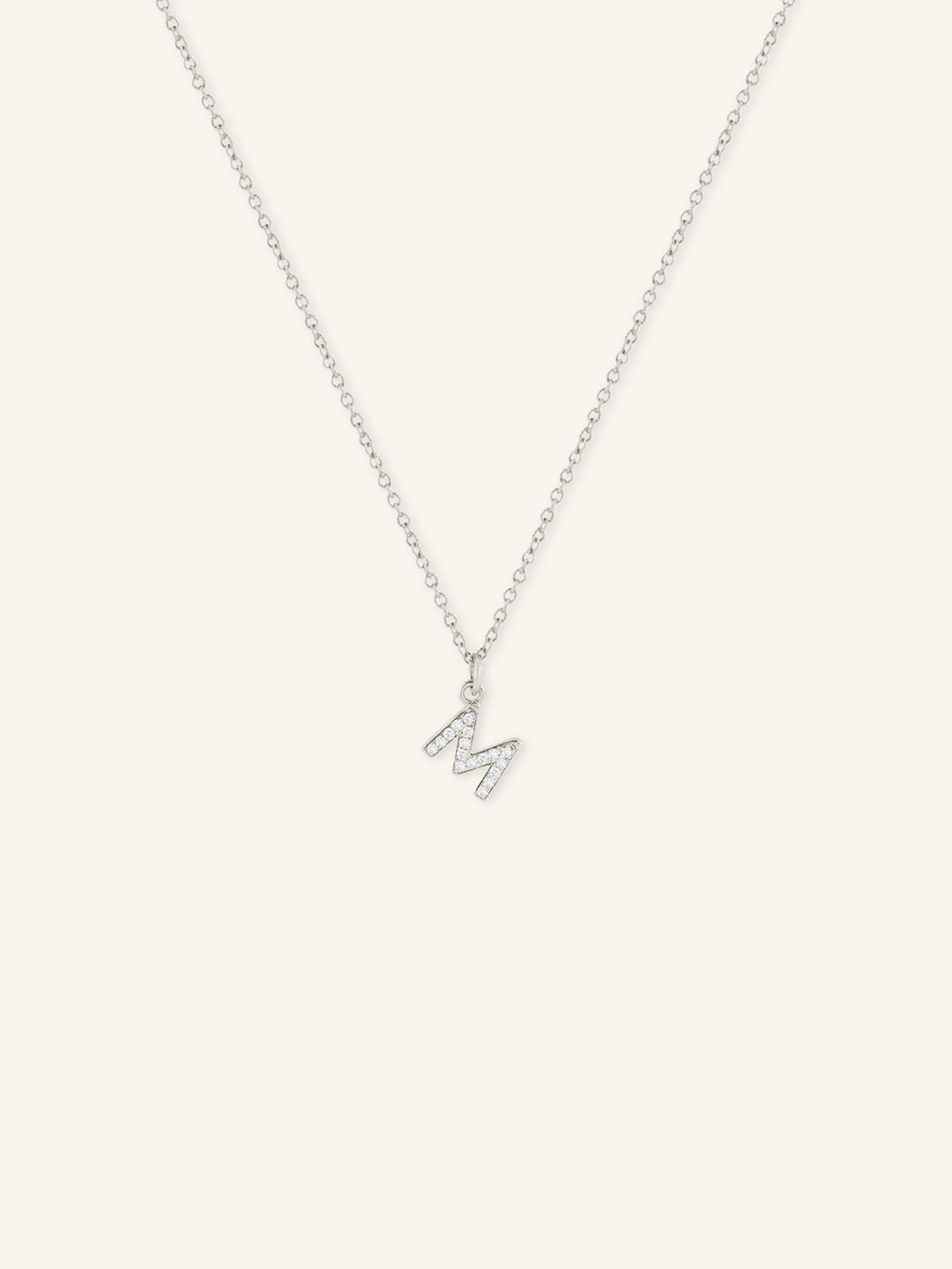 Initial "M" Diamond Necklace