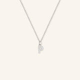 Petite Initial "P" Diamond Necklace