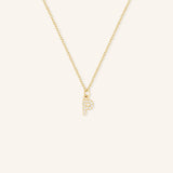 Petite Initial "P" Diamond Necklace
