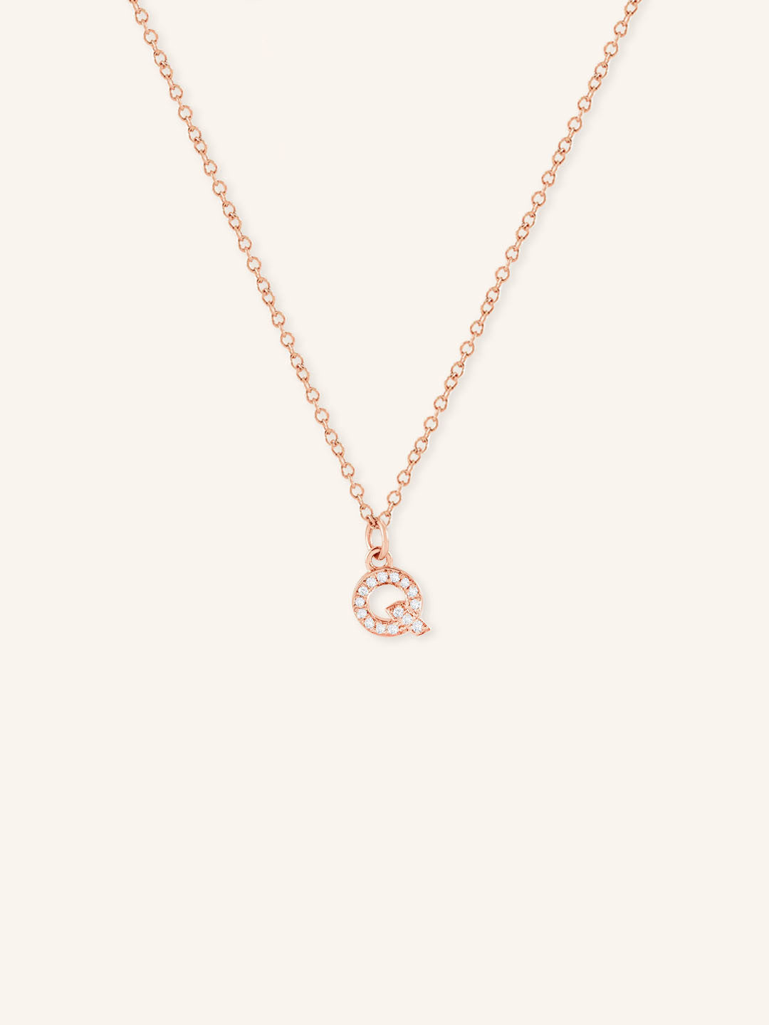Initial "Q" Diamond Necklace
