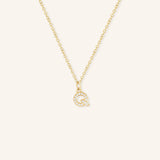 Petite Initial "Q" Diamond Necklace