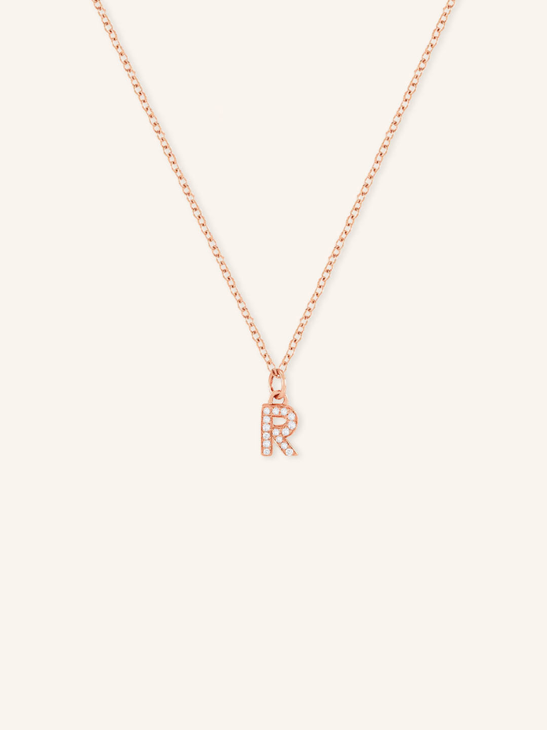 Initial "R" Diamond Necklace