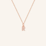 Petite Initial "R" Diamond Necklace