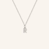 Petite Initial "R" Diamond Necklace