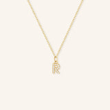Petite Initial "R" Diamond Necklace