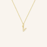 Petite Initial "V" Diamond Necklace