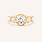 Aralia Round Bezel Five Stone Milgrain Engagement Ring