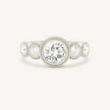Aralia Round Bezel Five Stone Milgrain Engagement Ring