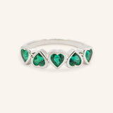 Amara Five-Stone Emerald Heart Ring