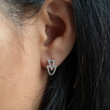 Rainier Geometric Diamond Hoop Stud Earrings