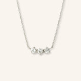 Three Stone White Sapphire Necklace