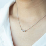 Three Stone White Sapphire Necklace