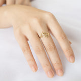 Olive Double Leaf Ring