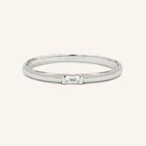 White Tie Baguette Moissanite Ring