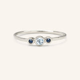 Sweet Pea Aquamarine Blue Sapphire Ring